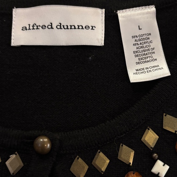 Alfred Dunner Black Cardigan with Gold Accents - Picture 2 of 5
